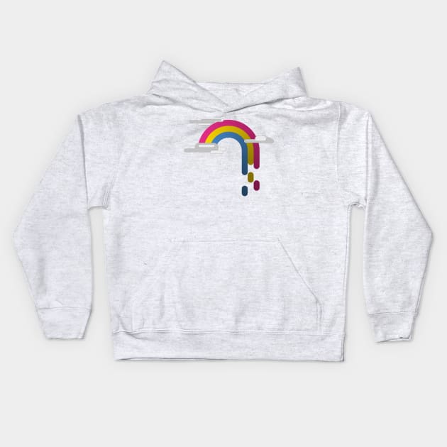 Pansexual Pride Flag Minimalist Drip Rainbow Design Kids Hoodie by LiveLoudGraphics